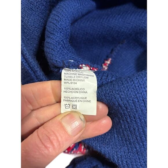 Pabst Blue Ribbon hat Pom beer PBR beanie earflaps w tassels red blue white - Picture 6 of 6